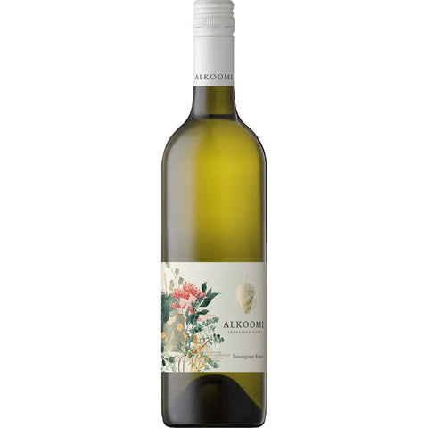 Alkoomi Sauvignon Blanc Wine bottle with a decorative label on a white background