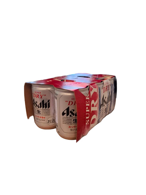 Asahi 135 can 6 pack on white