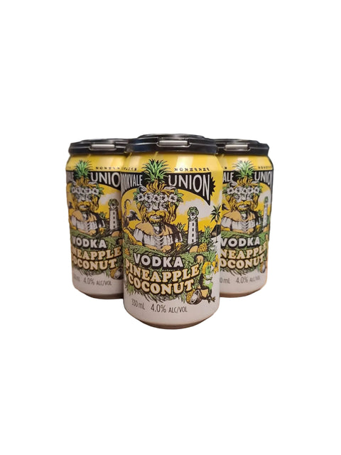 Brookvale Union Vodka Pineapple Coconut 4pack on white
