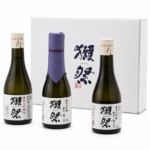 Dassai Tasting Set 3x180mL on white background