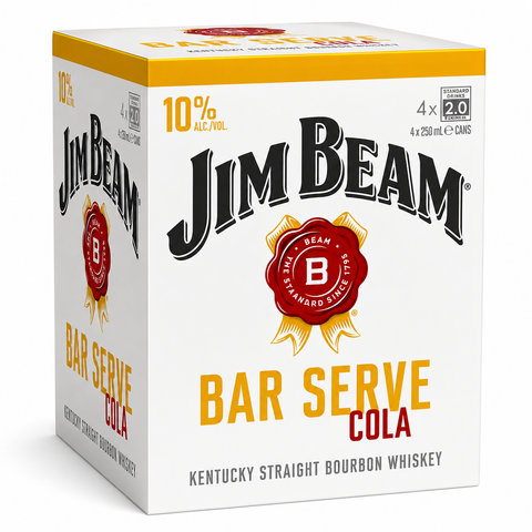 Jim Beam White Bar Serve 250mL on white background
