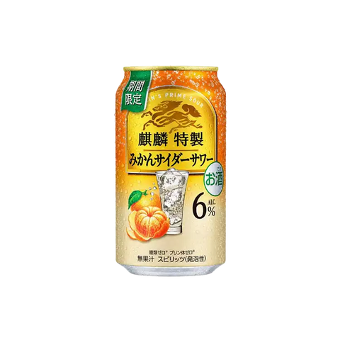 Kirin Tokusei Mikan Mandarin Cider Premix 6% 350mL on white background