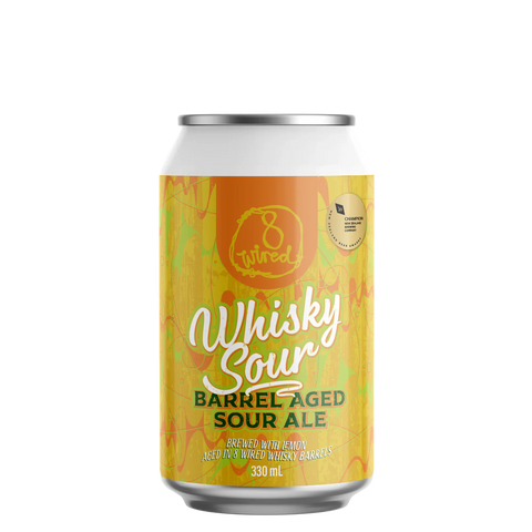 Sessions Box Hill 8 Wired Whisky Sour Barrel Aged Sour Ale 8% 330mL on white background