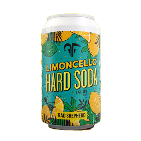 Sessions Box Hill Bad Shepherd Limoncello Hard Soda 4.5% 355mL on white background