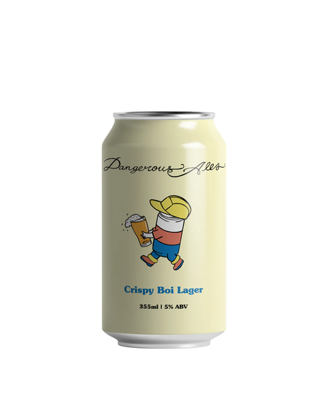 Sessions Box Hill Dangerous Ales Crispy Boi Lager 5% 355mL on white background
