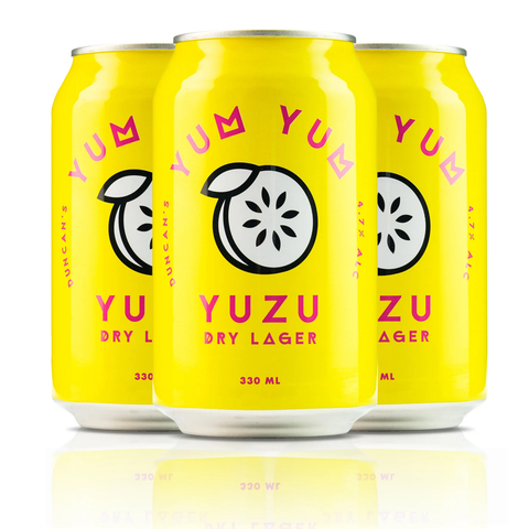 Sessions Box Hill Duncan's Yum Yum Yuzu Dry Lager 4.7% 330mL on white background