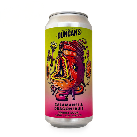 Sessions Box Hill Duncans Calamansi Dragonfruit Sorbet Sour 4.5% 440mL on white background