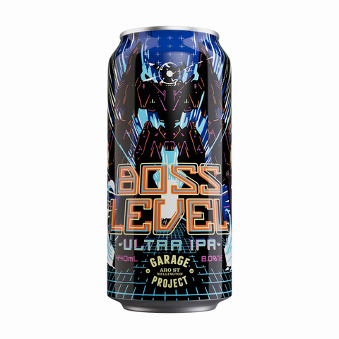 Sessions Box Hill Garage Project Boss Level Ultra IPA 8% 440mL on white background