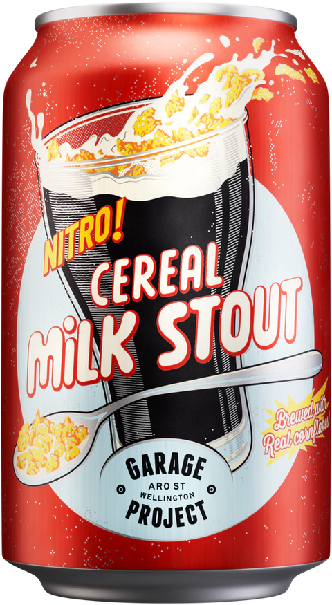 Sessions Box Hill Garage Project Cereal Milk Stout 4.7% 330mL on white background