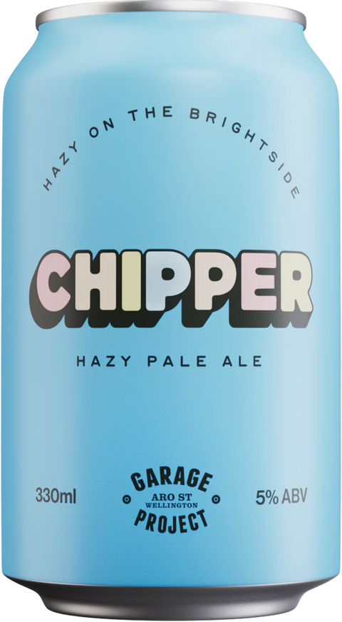 Sessions Box Hill Garage Project Chipper Hazy Pale Ale 5% 330mL on white background