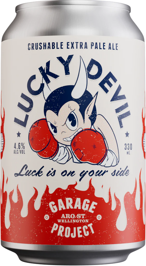 Sessions Box Hill Garage Project Lucky Devil 4.6% 330mL on white background