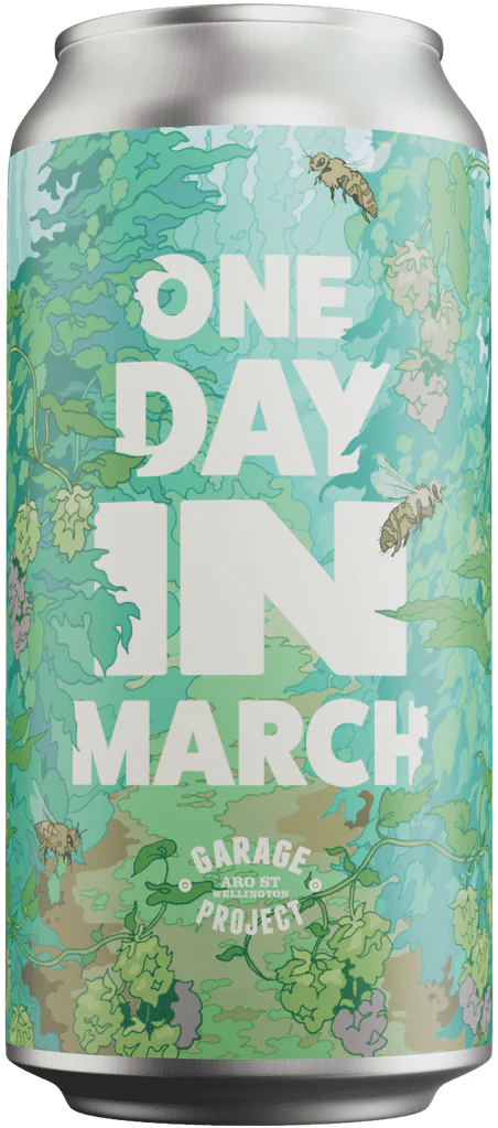 Sessions Box Hill Garage Project One Day in March Fresh Hopped HIPA 6.2% 440mL on white background