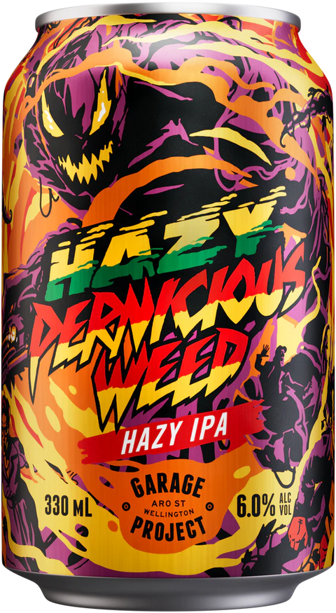 Sessions Box Hill Garage Project Pernic Weed Hazy IPA 6% 330mL on white background