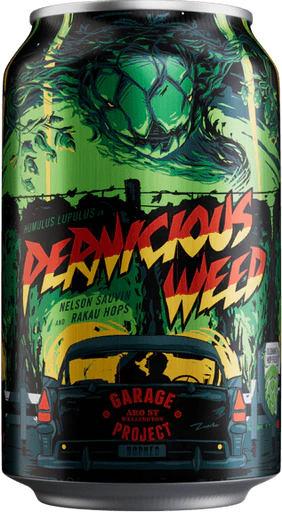Sessions Box Hill Garage Project Pernicious Weed 8% 330mL on white background