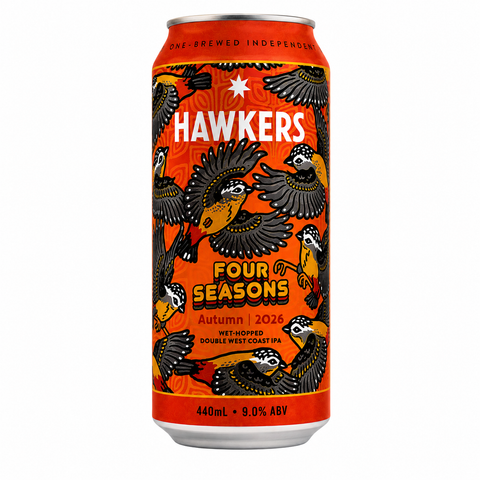 Sessions Box Hill Hawkers Four Seasons Wet Hop DWCIPA 9% 440mL on white background