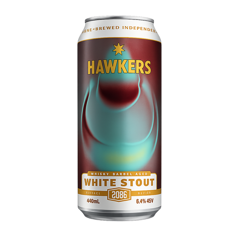 Sessions Box Hill Hawkers Whisky Barrel Aged White Stout 6.4% 440mL on white background