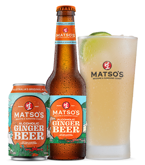 Sessions Box Hill Matsos Ginger Beer 3.5% 330mL on white background