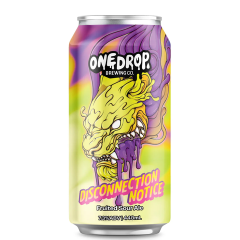 Sessions Box Hill One Drop Disconnection Notice Fruited Sour Ale 7.3% 440mL on white background