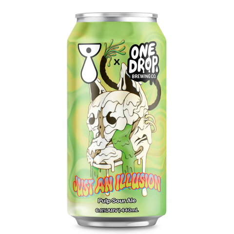 Sessions Box Hill One Drop Just An Illusion Pulp Sour Ale 6.8% 440mL on white background