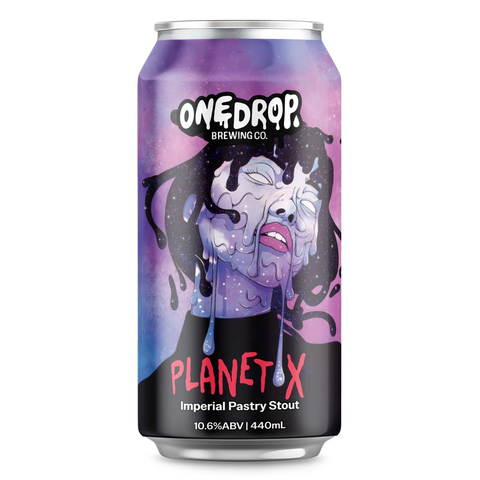 Sessions Box Hill One Drop Planet X Imperial Pastry Stout 10.6% 440mL on white background