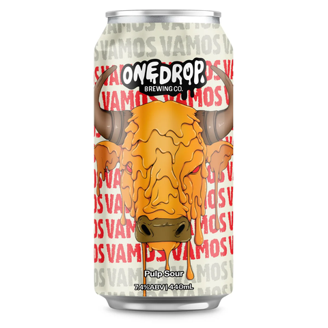 Sessions Box Hill One Drop Vamos Pulp Sour 7.4% 440mL on white background