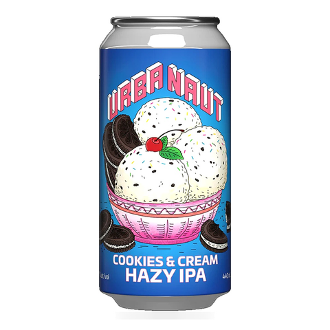 Sessions Box Hill Urbanaut Cookie & Cream Hazy IPA 5.7% 440mL on white background