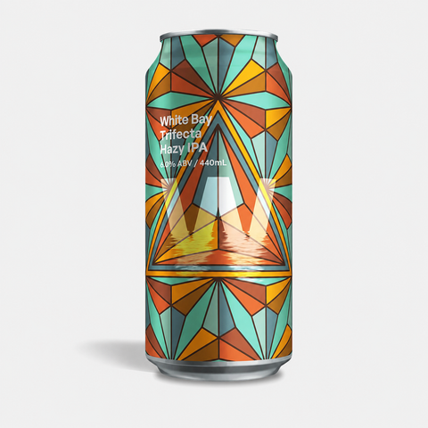 Sessions Box Hill White Bay Trifecta Hazy IPA 6% 440mL on white background