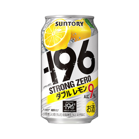 Suntory 196 Strong Zero lemon drink can on a white background