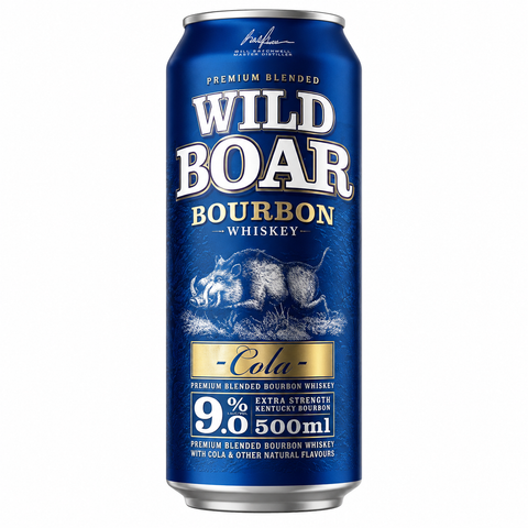 Wild Boar Bourb & Cola 9% 500mL on white background