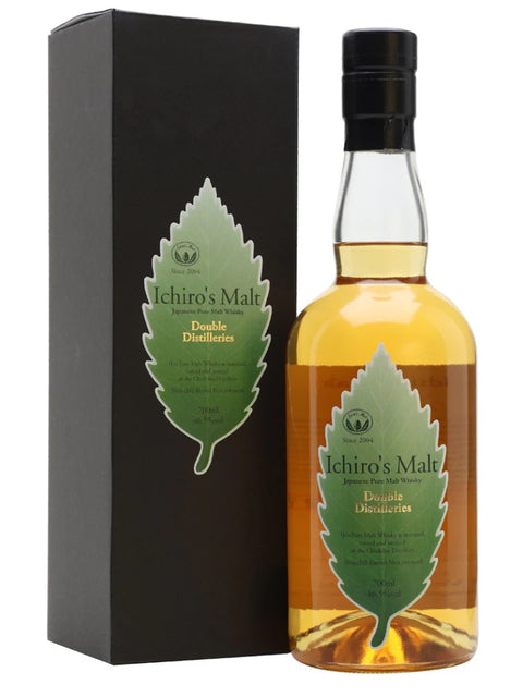 Ichiro's Malt Double Distilleries bottle and packaging on a white background
