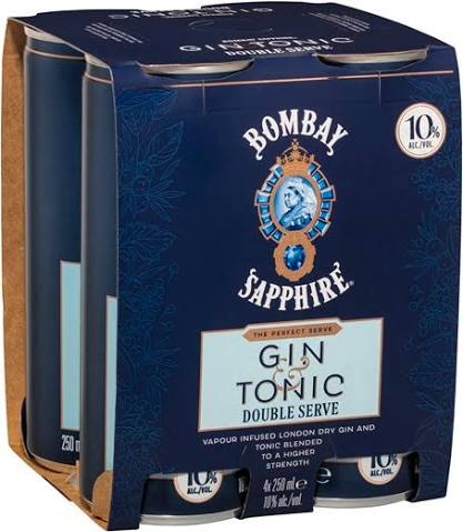 Bombay G&T Double Serve 10% Cans 250mL